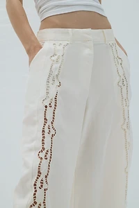 Linen-Blend Barrel Pants