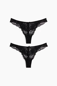 Lot de 2 culottes Tanga en dentelle