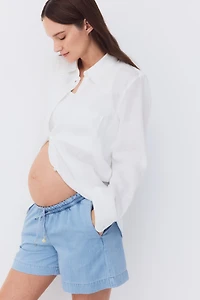 MAMA Denim Drawstring Shorts