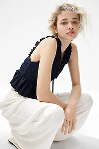 Smocked Denim Top