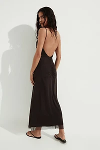 Draped Mesh Strappy Dress