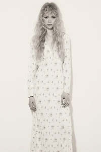 Long-Sleeved Viscose Dress