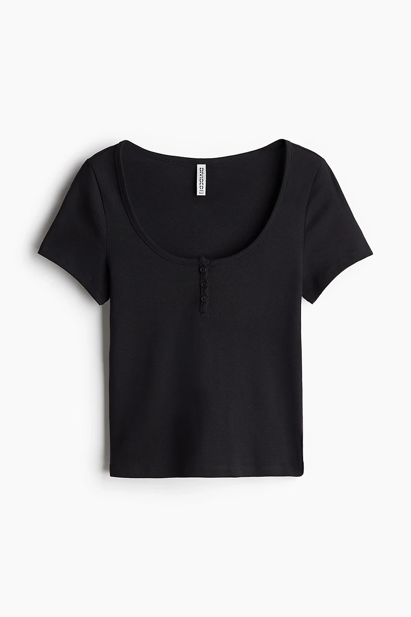 Button-Top Scoop-Neck T-Shirt