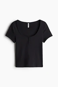 Button-Top Scoop-Neck T-Shirt