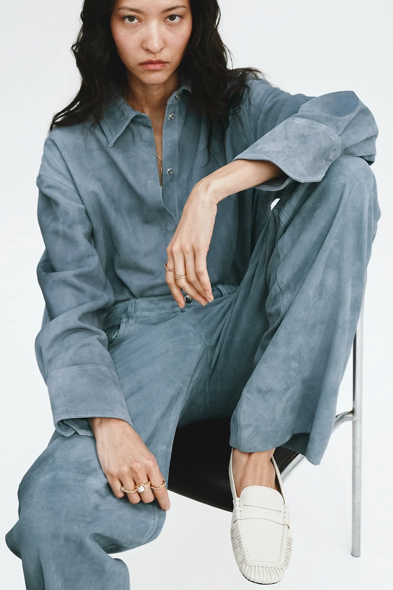 Chemise en cuir velours