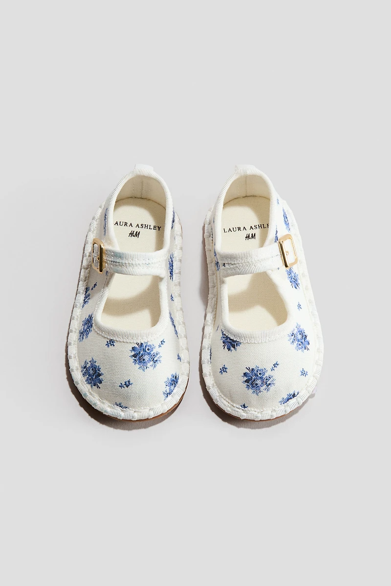 Floral-print canvas ballet flats