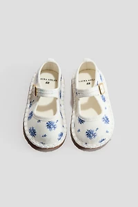 Floral-print canvas ballet flats