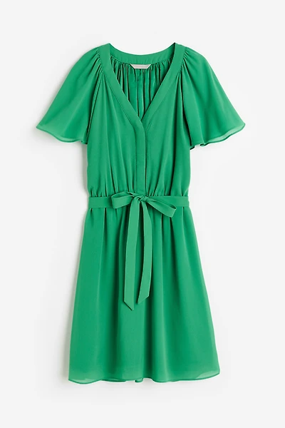 V-neck Chiffon Dress