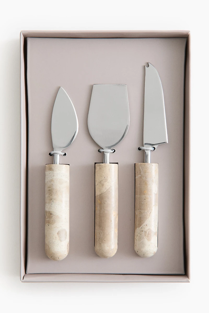 3-Piece Marble Cheese Knife Set