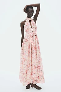 Tie-Detail Halterneck Dress