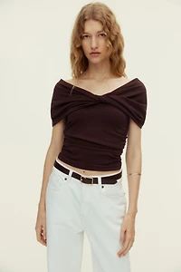 Twist-Detail Off-the-Shoulder Top