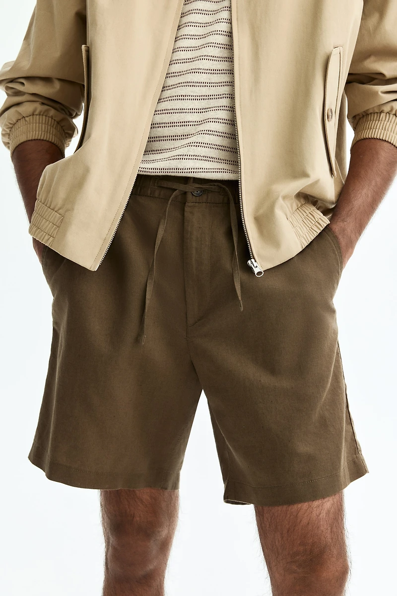 Regular-Fit Linen-Blend Shorts
