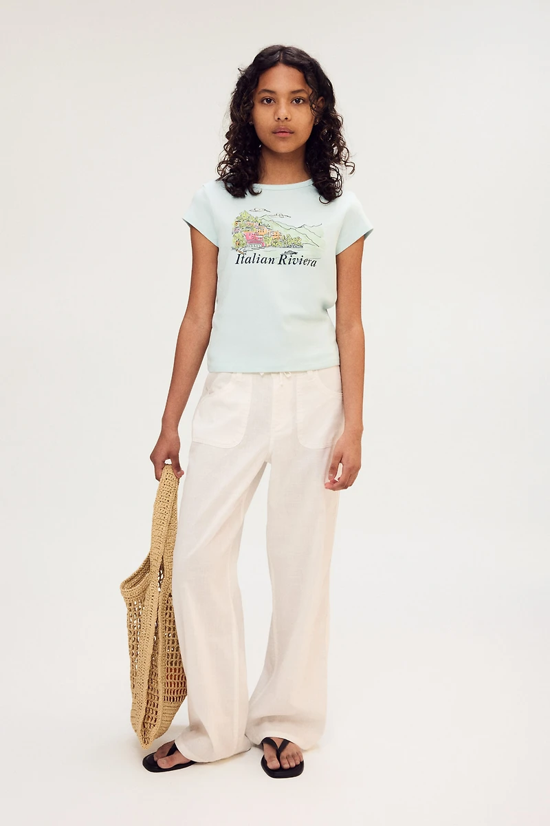Cotton T-Shirt with Printed Motif