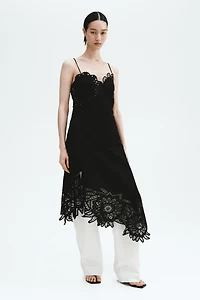 Lace-Detail Linen-Blend Dress