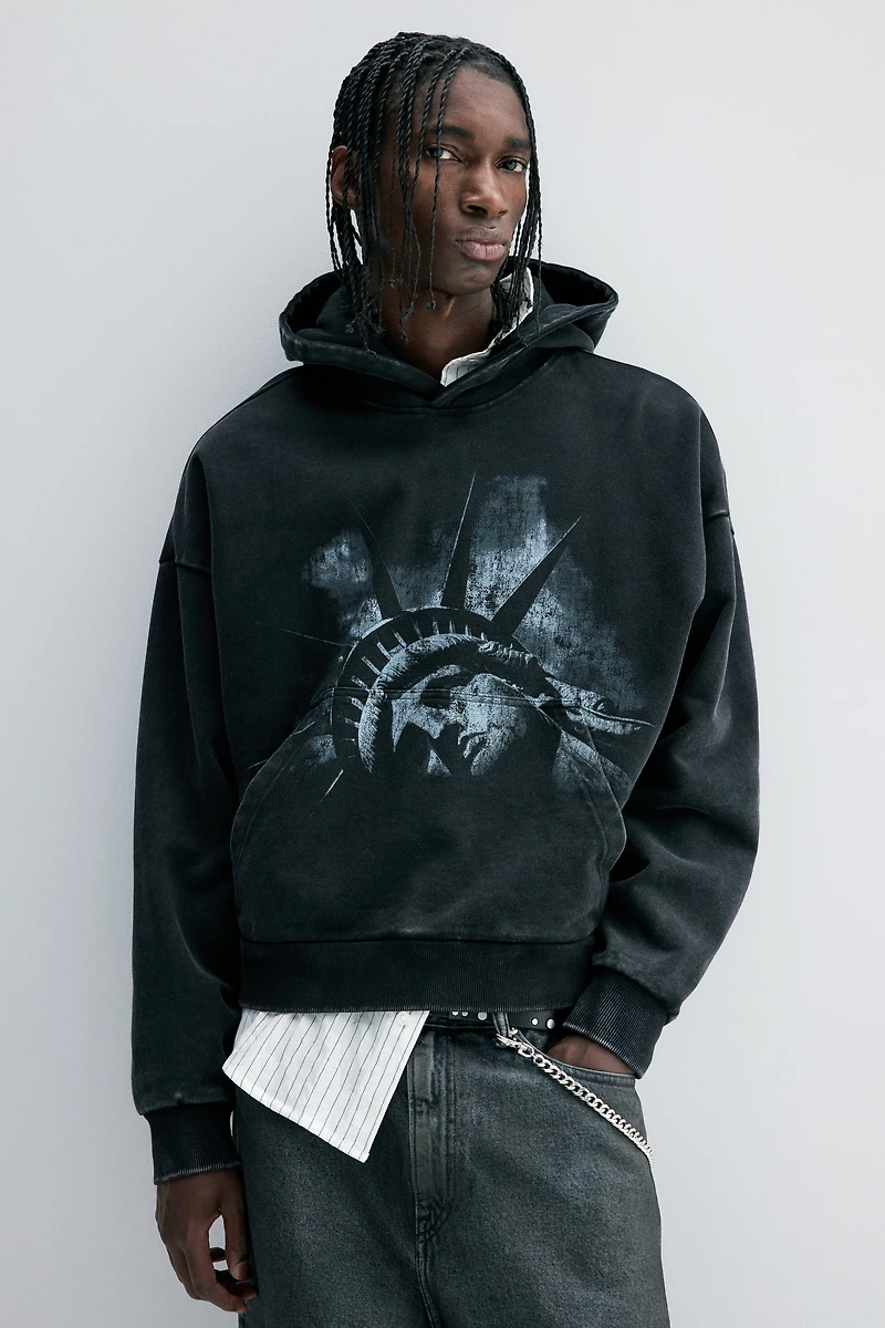 Oversized-Fit Printed Hoodie