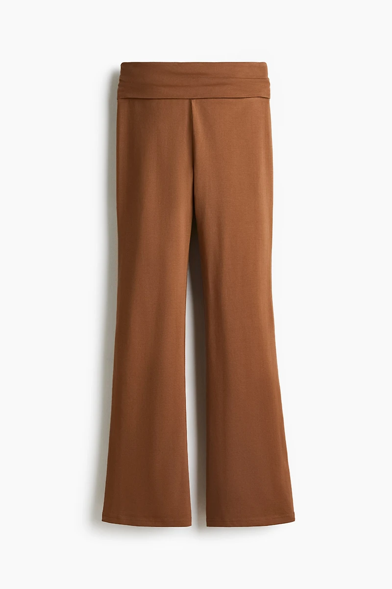 Foldover-Waist Cotton Pants