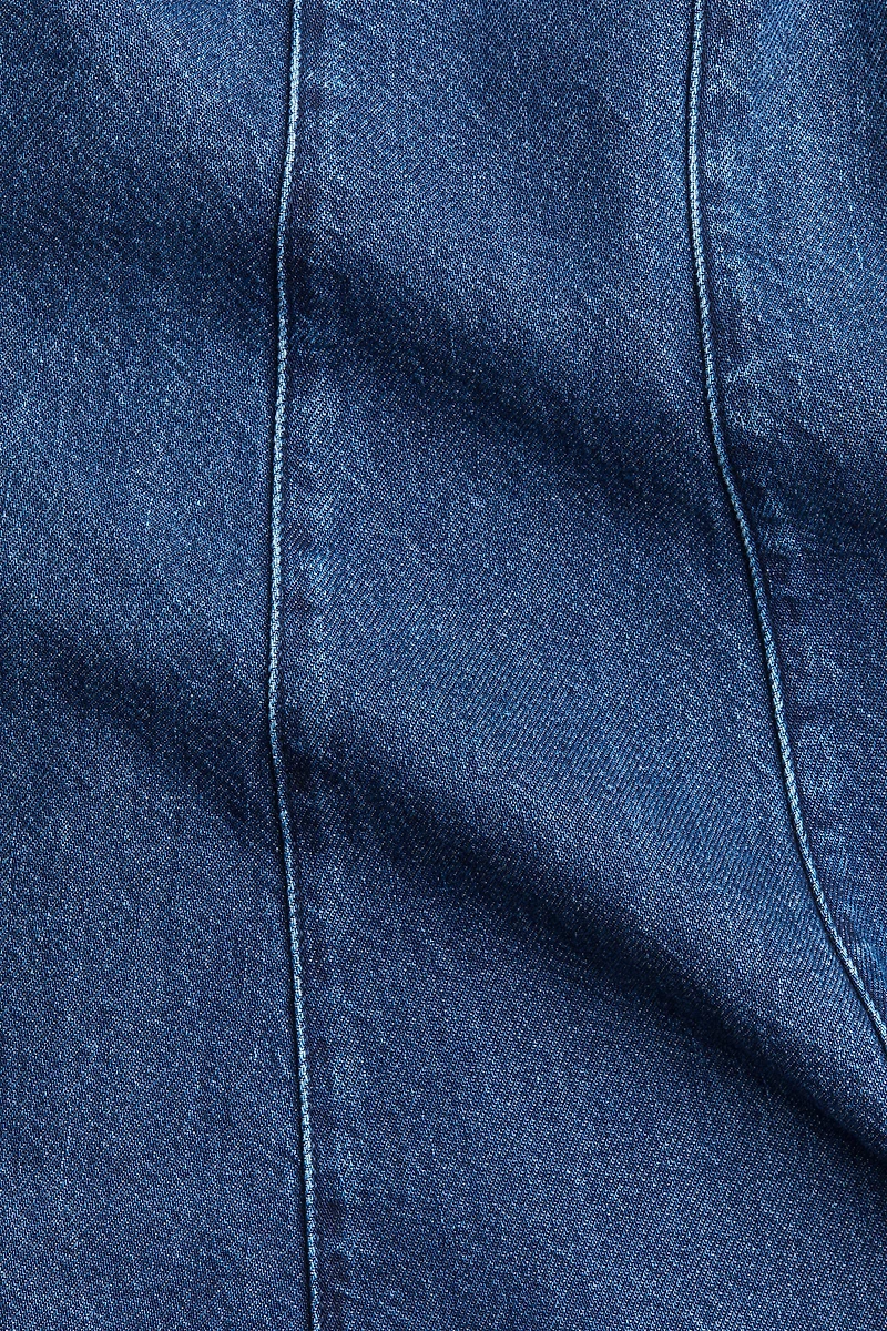 Flared-Skirt Denim Dress