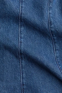 Flared-Skirt Denim Dress