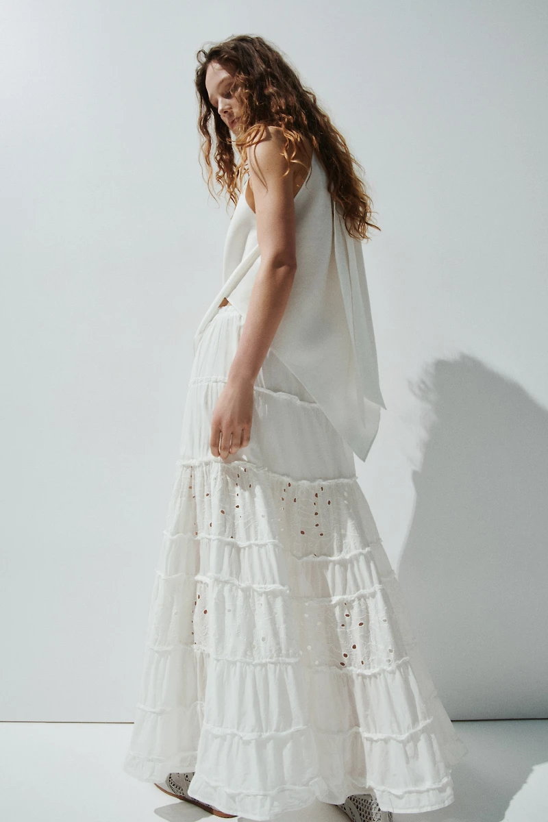 Jupe maxi avec broderie anglaise