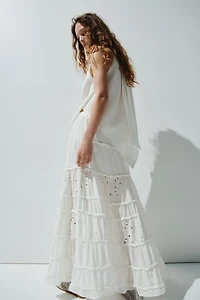 Jupe maxi avec broderie anglaise