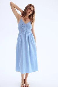 Smocked-Bodice Cotton Dress