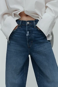 High-Waist Barrel-Leg Ankle Jeans