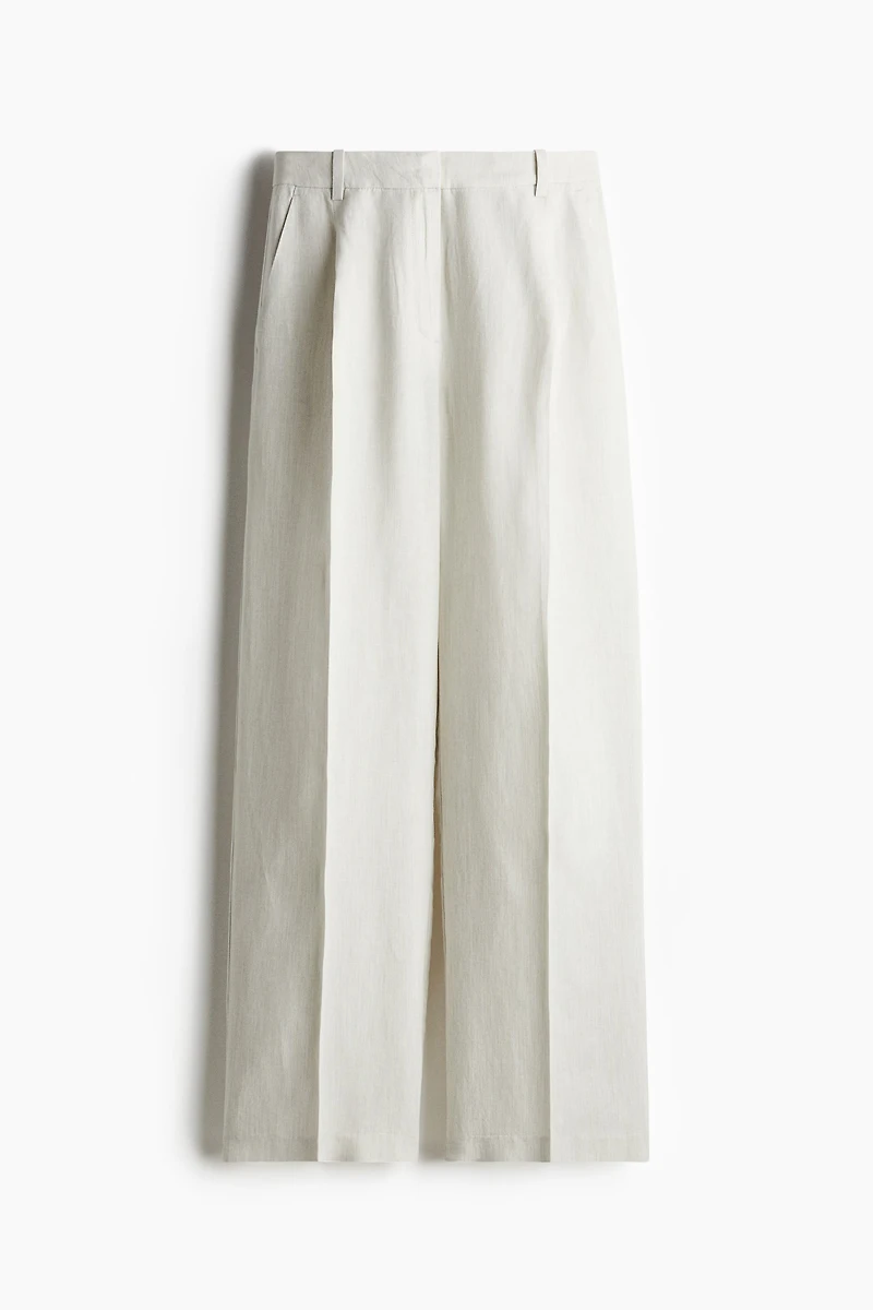 Wide-Leg Linen-Blend Pants