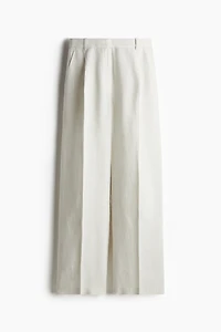 Wide-Leg Linen-Blend Pants