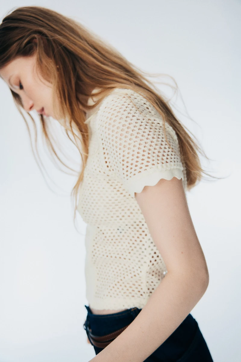 Open-Knit Polo Shirt