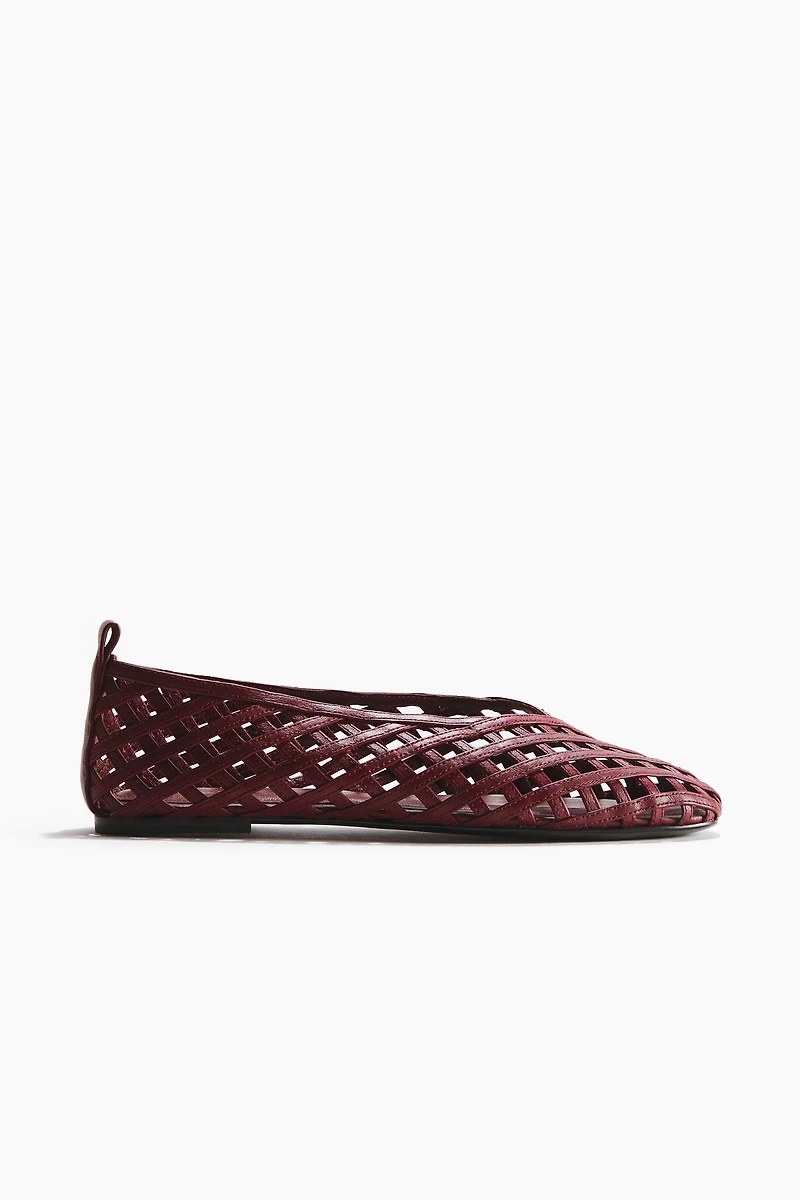 Braided-Look Leather Flats