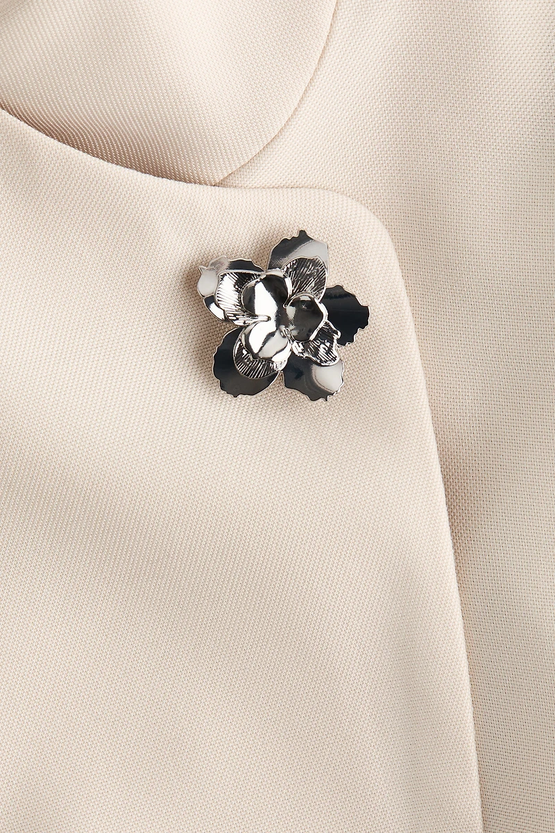 Brooch-Detail Wrap Jacket