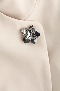 Brooch-Detail Wrap Jacket