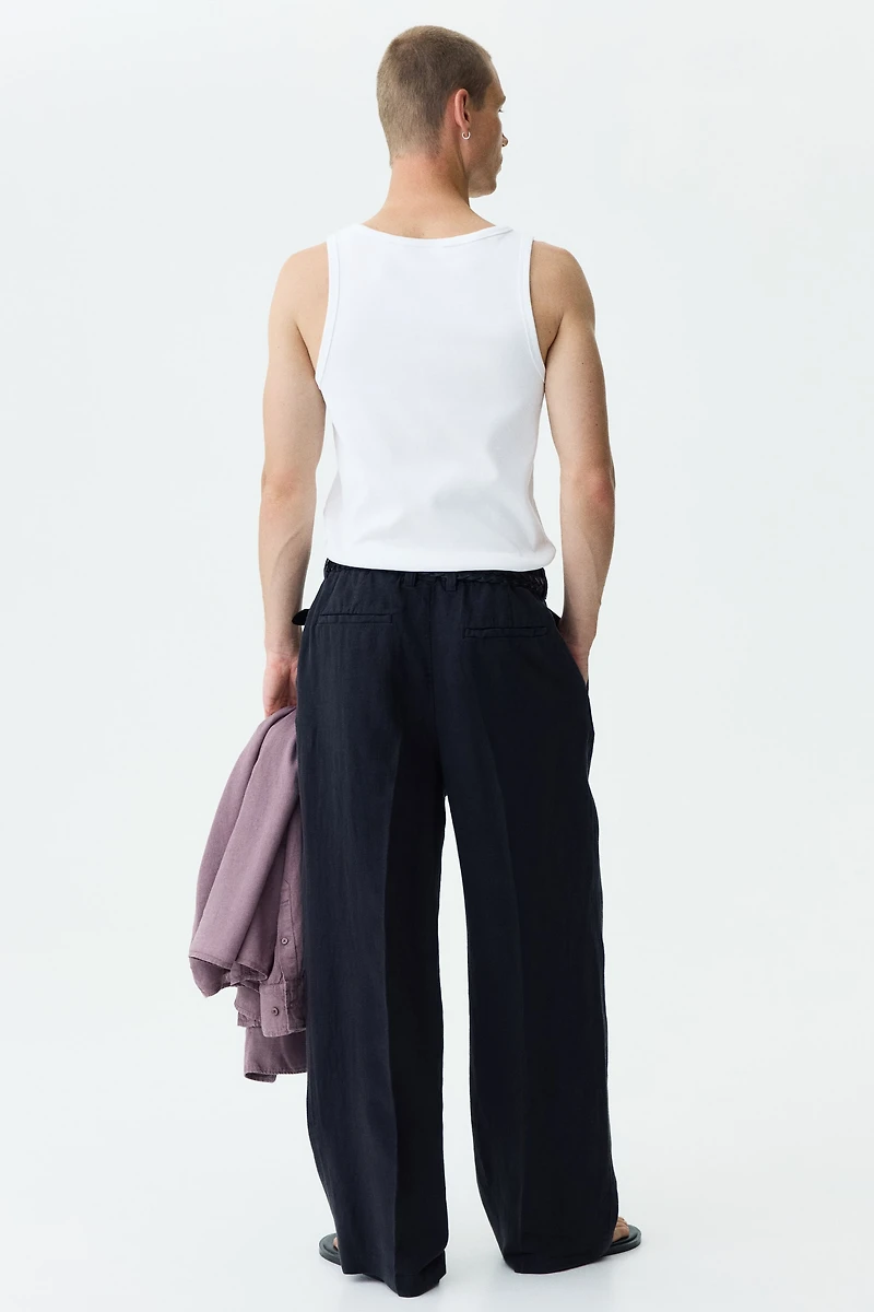 Loose-Fit Wide-Leg Linen Pants