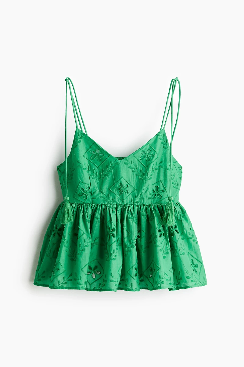 Strappy Top with Eyelet Embroidery