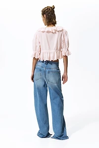 Cotton Blouse with Eyelet Embroidery