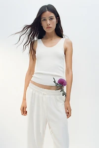 Ruffle-Trimmed Drawstring Pants