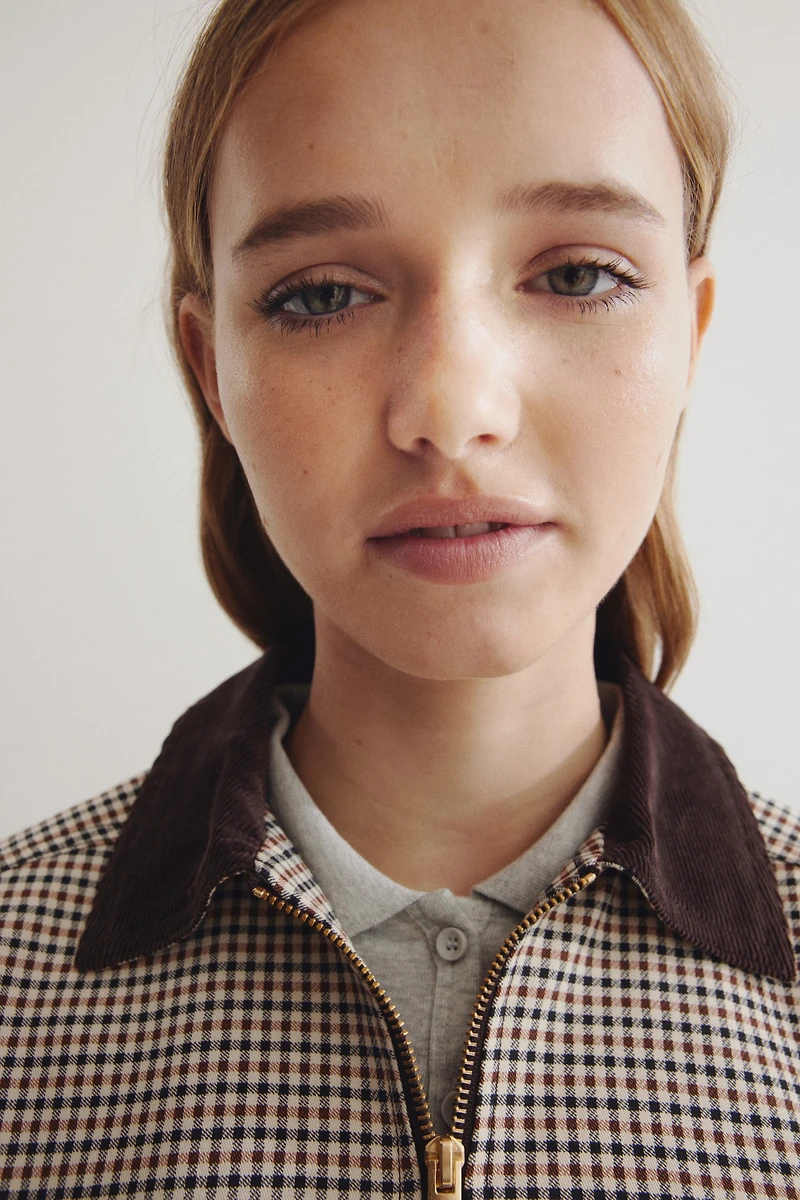 Twill Jacket with Corduroy Collar