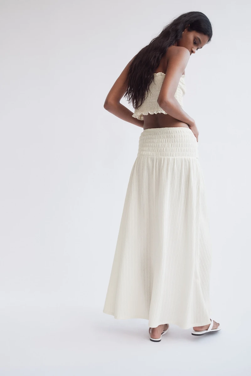 Crinkled Tie-Belt Skirt