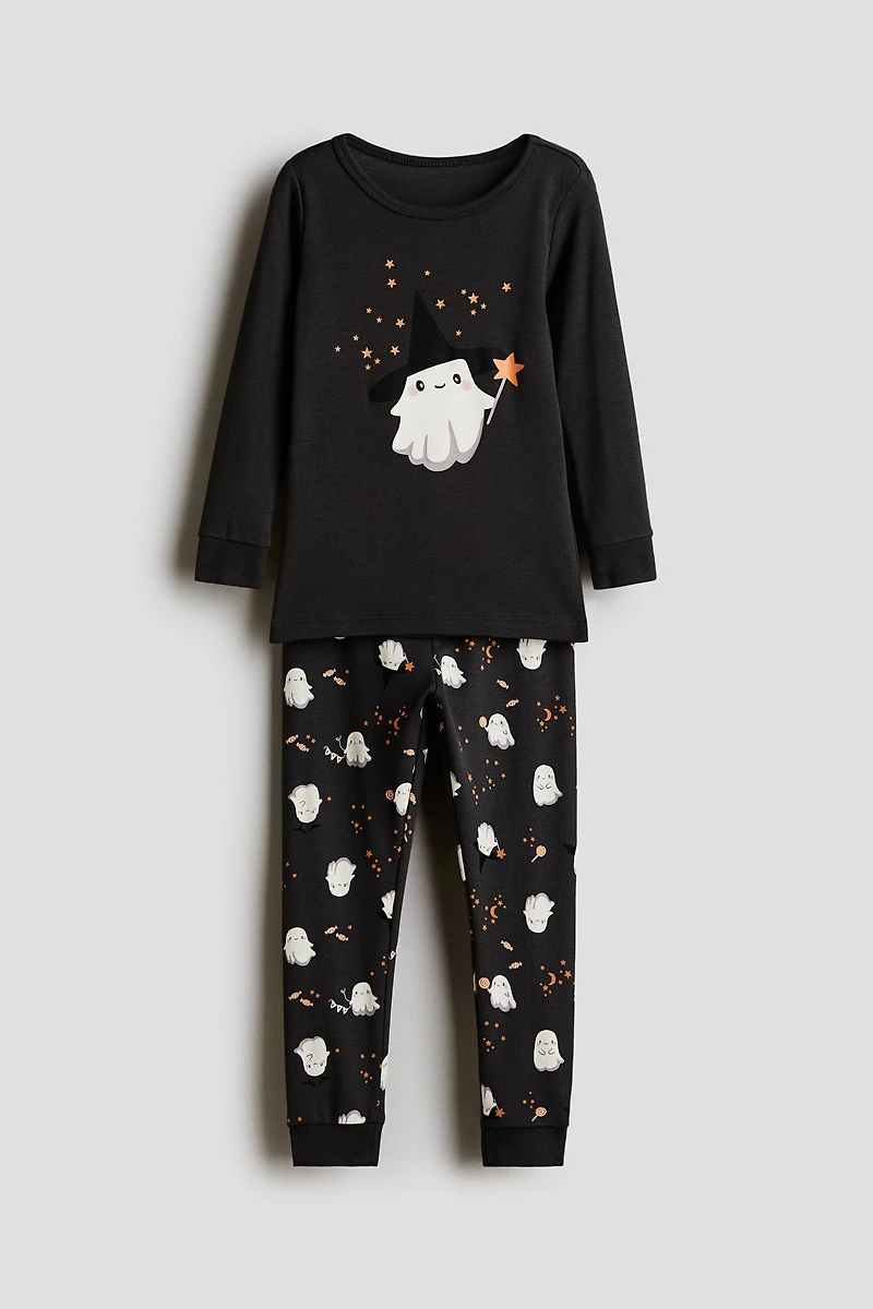 Snug-Fit Printed Cotton Pajamas