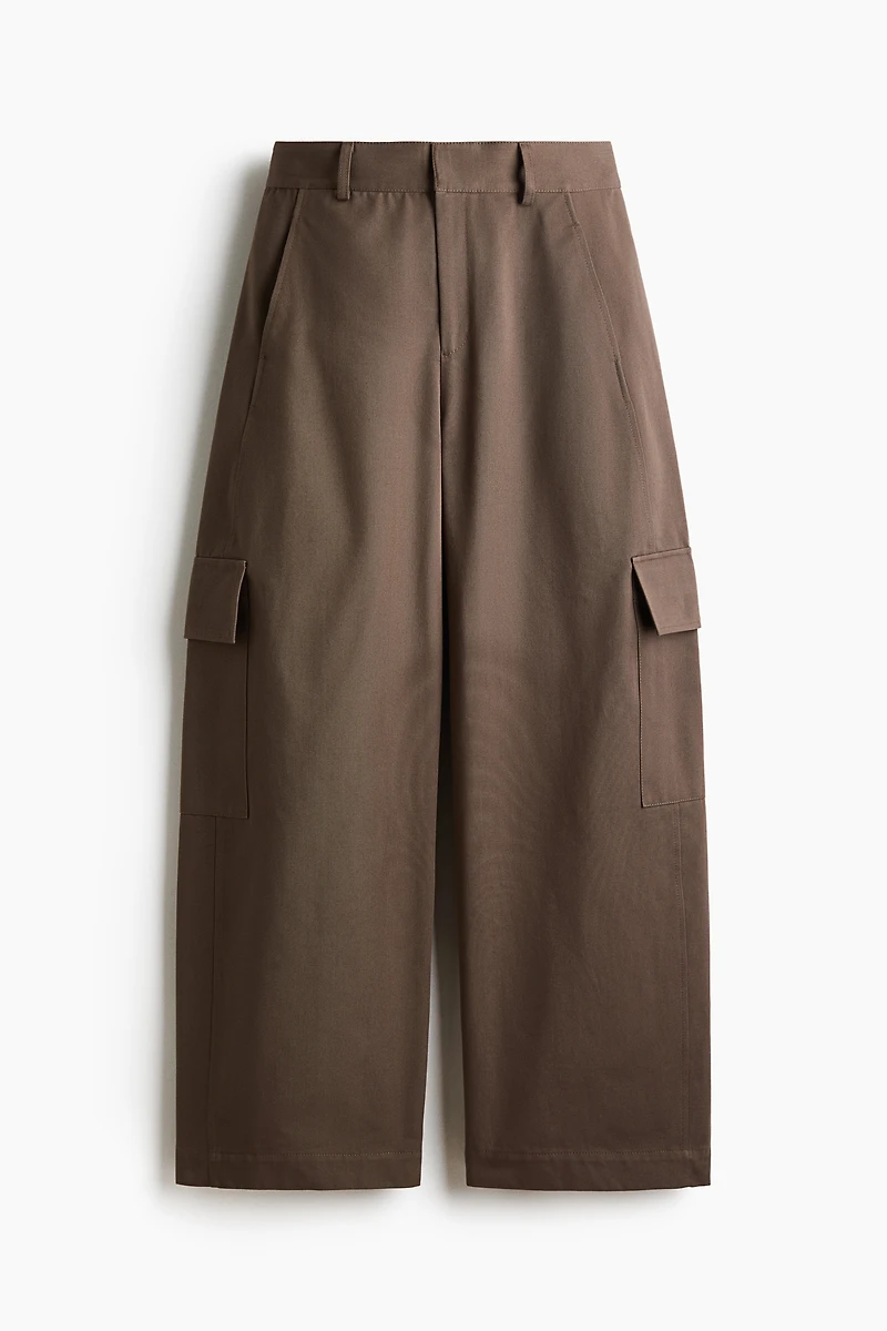 Cotton Barrel-Leg Pants