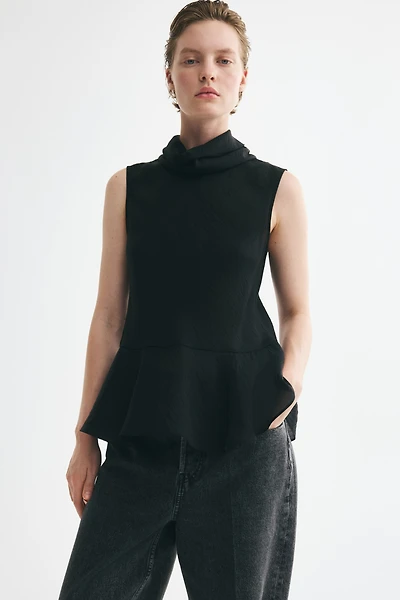 Roll-Neck Peplum Top