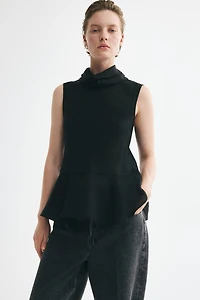 Roll-Neck Peplum Top