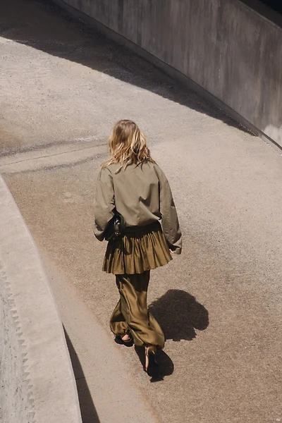 Balloon-Leg Pants with Layered Skirt