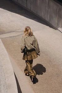 Balloon-Leg Pants with Layered Skirt