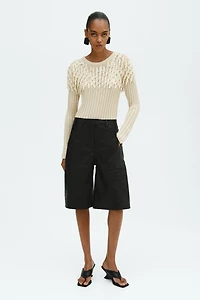 Fringe-Detail Rib-Knit Top