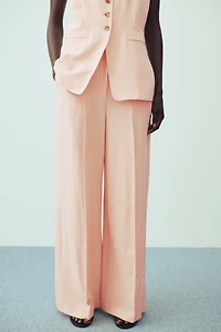 Wide linen-blend trousers