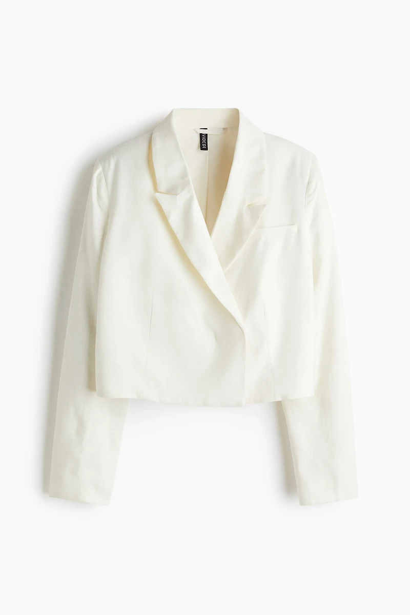 Short Linen-Blend Blazer