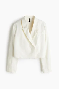 Short Linen-Blend Blazer