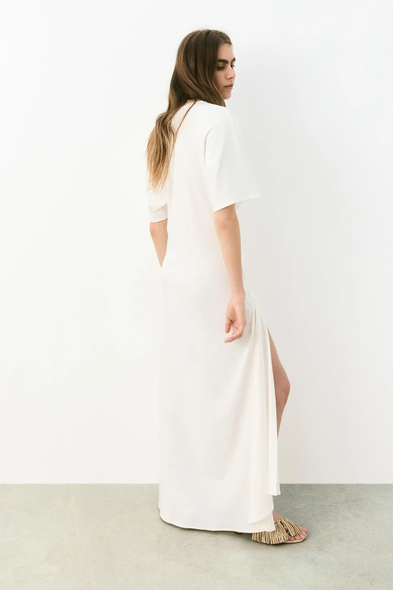 Draped Slit-Front Dress