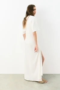 Draped Slit-Front Dress